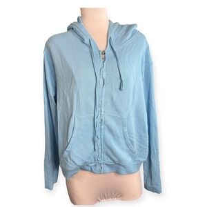 Sincerely Jules for Bandier Hoodie Full Zip Blue Size Medium Cropped
